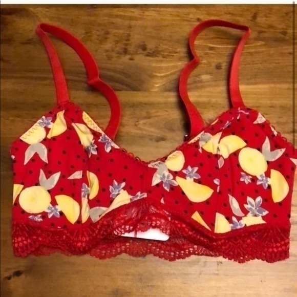 Free People Mari Lemon Cherry Red Bra Small New - Picture 2 of 3